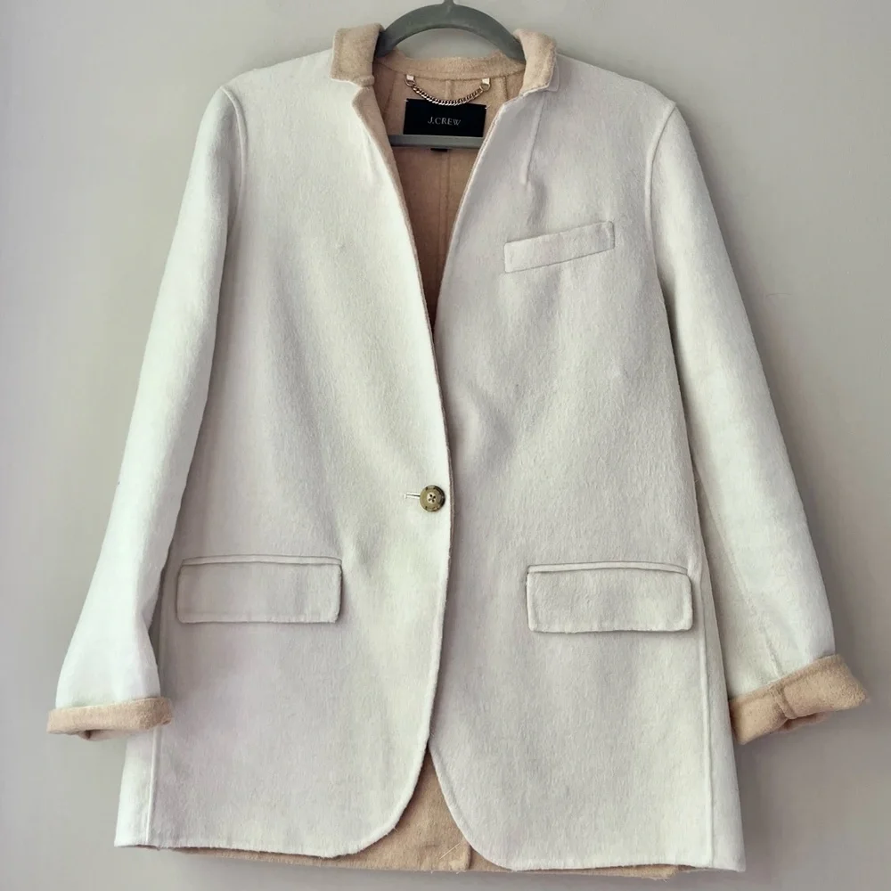 J Crew | Leighton Blazer Double Faced Wool Cream Sand One Button Size 0